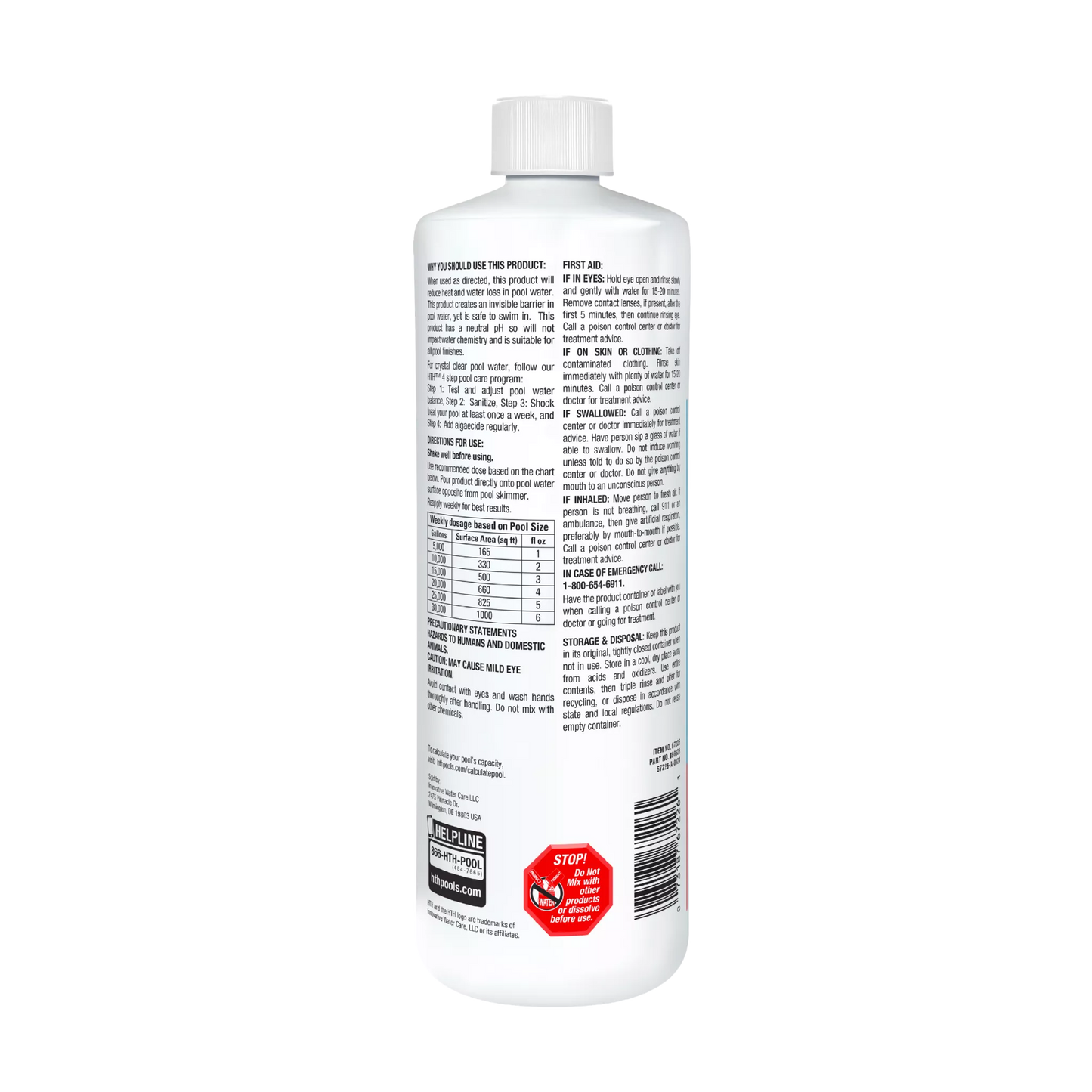 back of hth liquid solar cover bottle