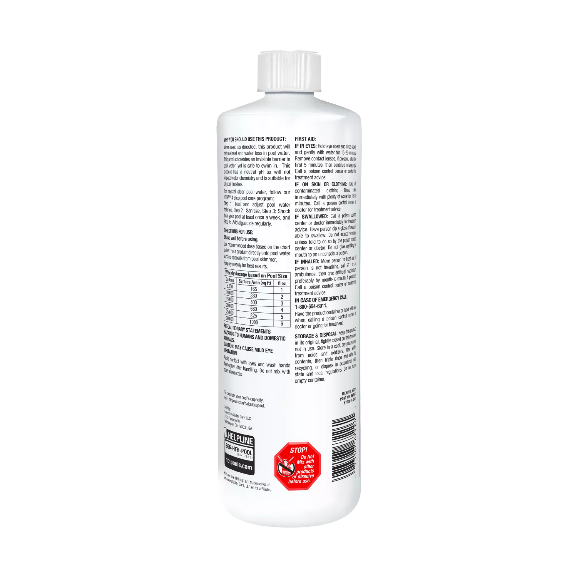 back of hth liquid solar cover bottle
