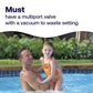 pool flocculant requires multiport valve with waste setting