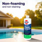 non-foaming algaecide for pools displayed beside pool
