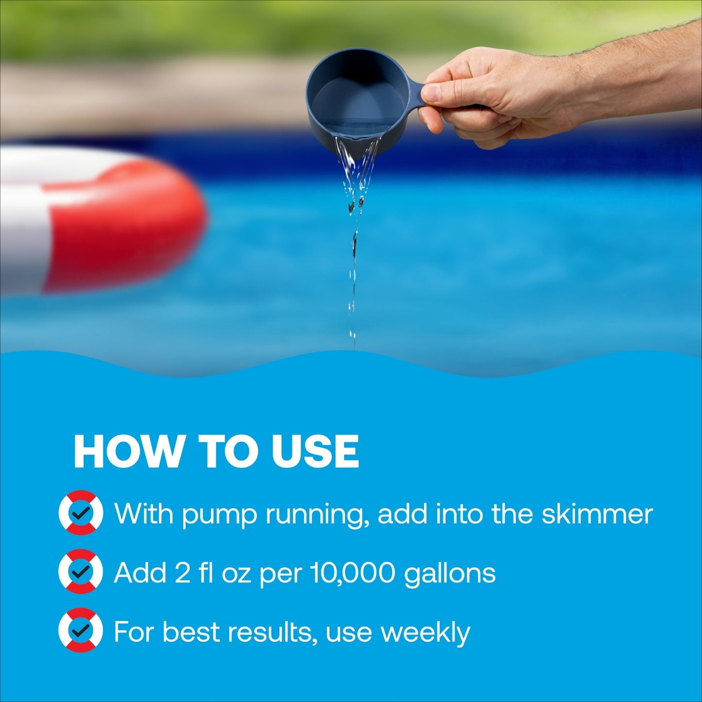 directions for adding pool algae preventer to skimmer