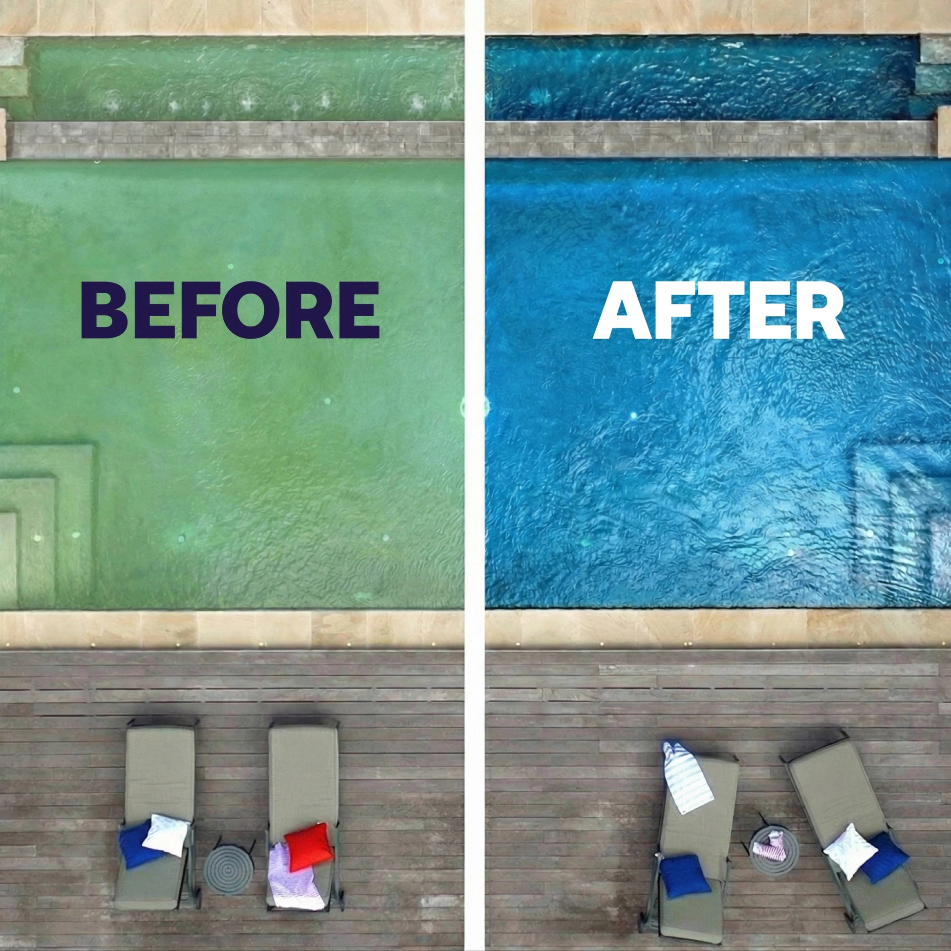 pool algaecides before and after treatment results
