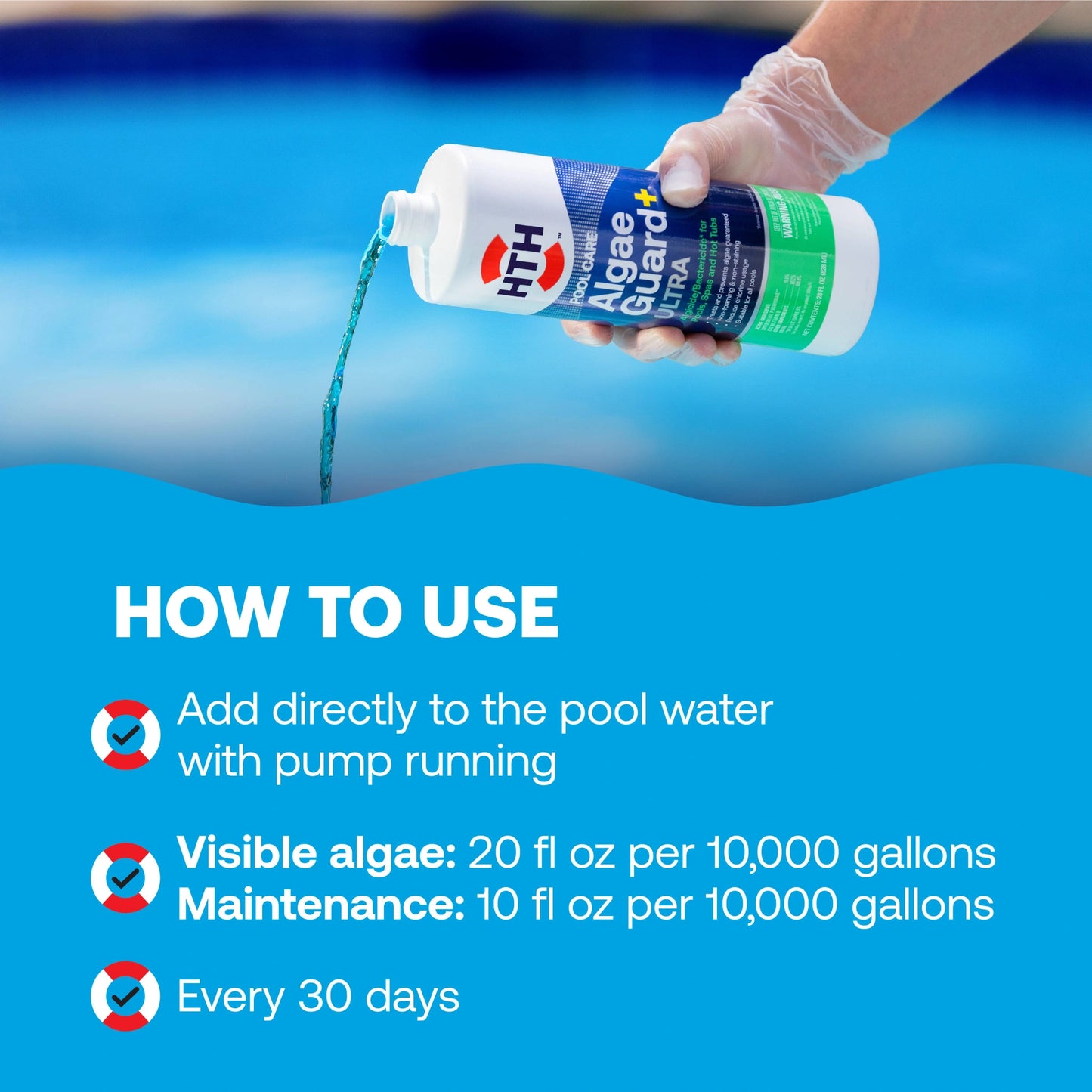 directions for applying ultra algaecide for pools