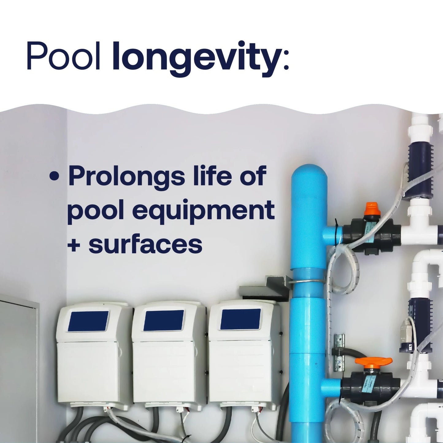 pool equipment shown with longevity benefit graphic