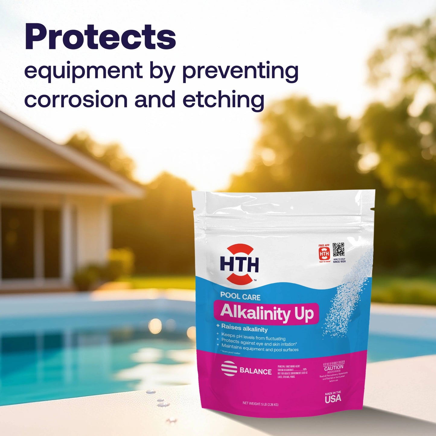 hth pool alkalinity increaser pouch beside pool