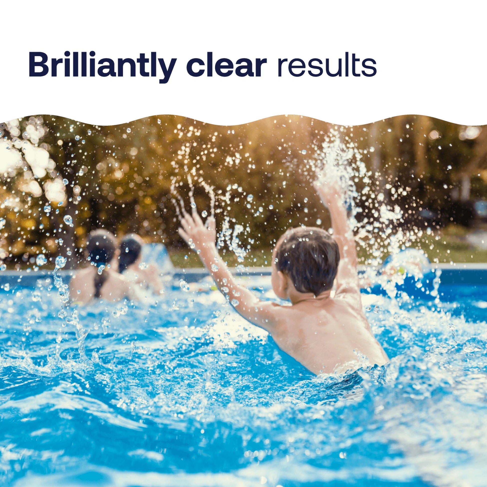 children play in clear water after pool chlorine treatment
