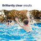 children play in clear water after pool chlorine treatment