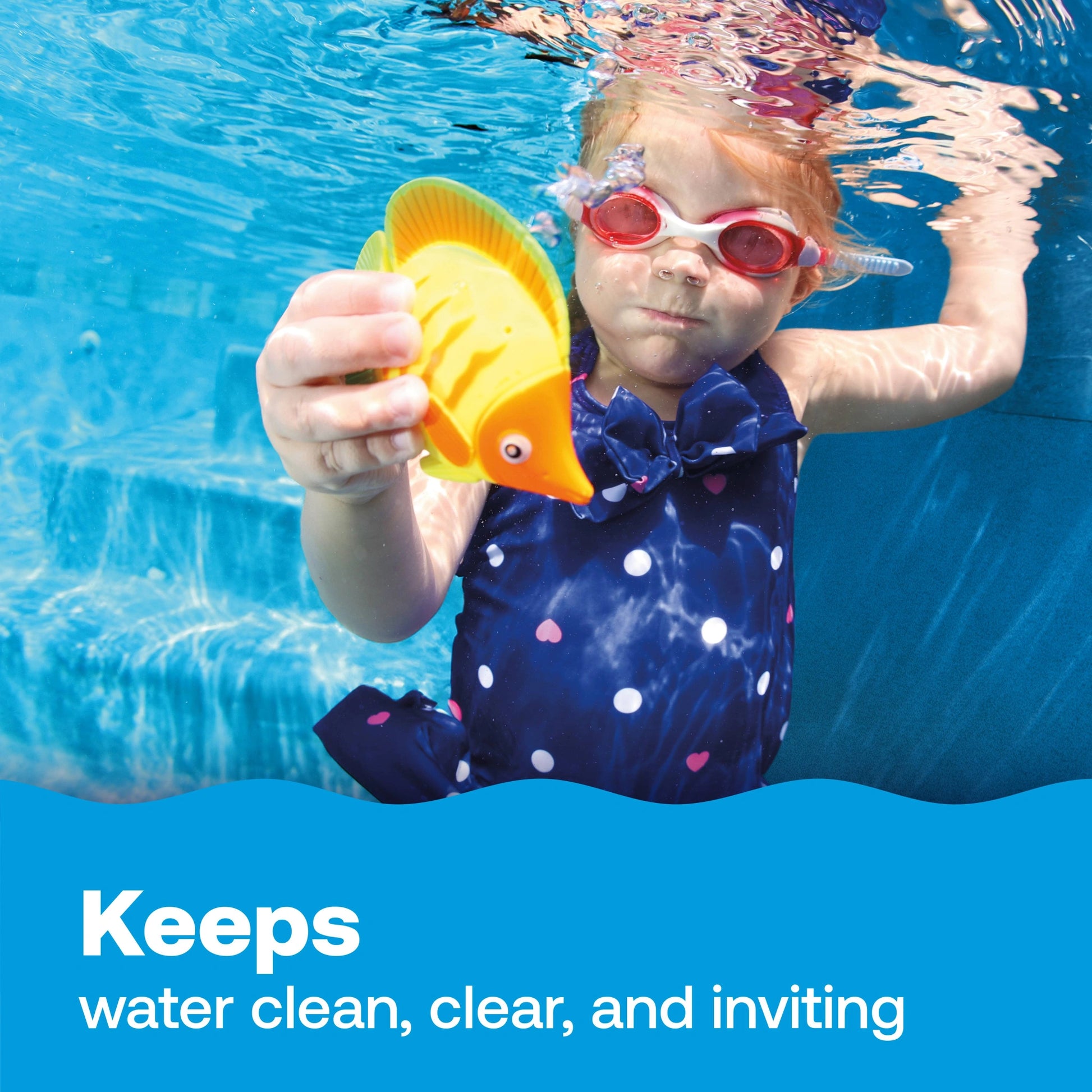 child swims in clean clear inviting pool water