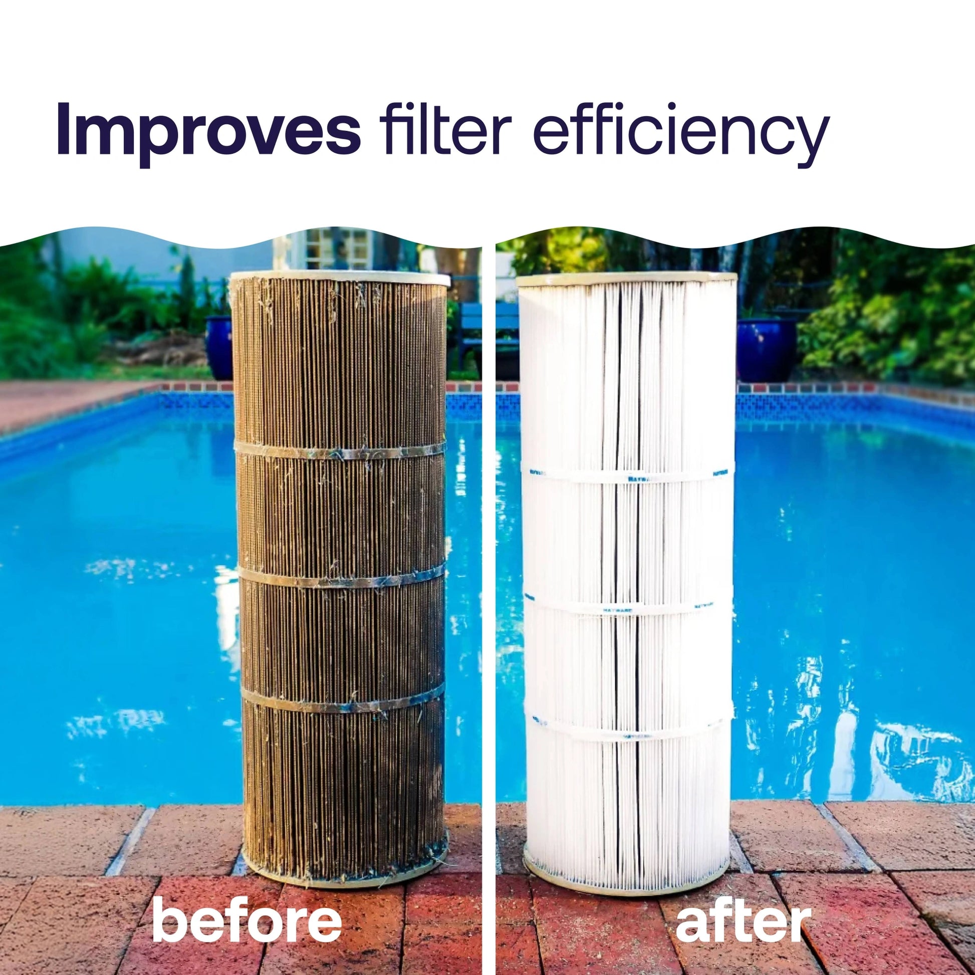 before and after pool cartridge filter cleaning