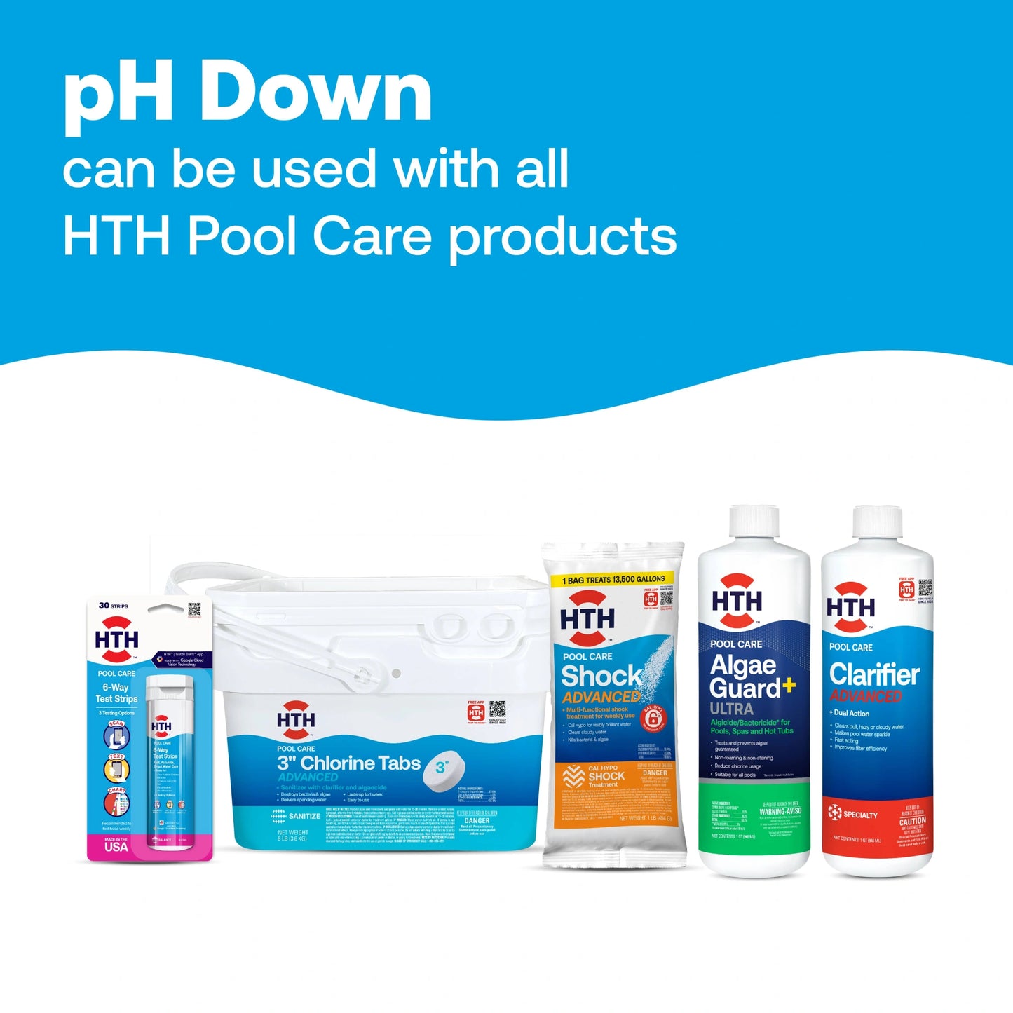 pool ph levels compatibility graphic with hth care products