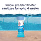prefilled pool chlorine floater sanitizes for four weeks