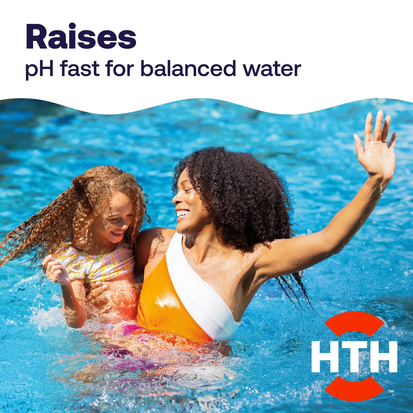 Mother and child swimming beneath raise pH message