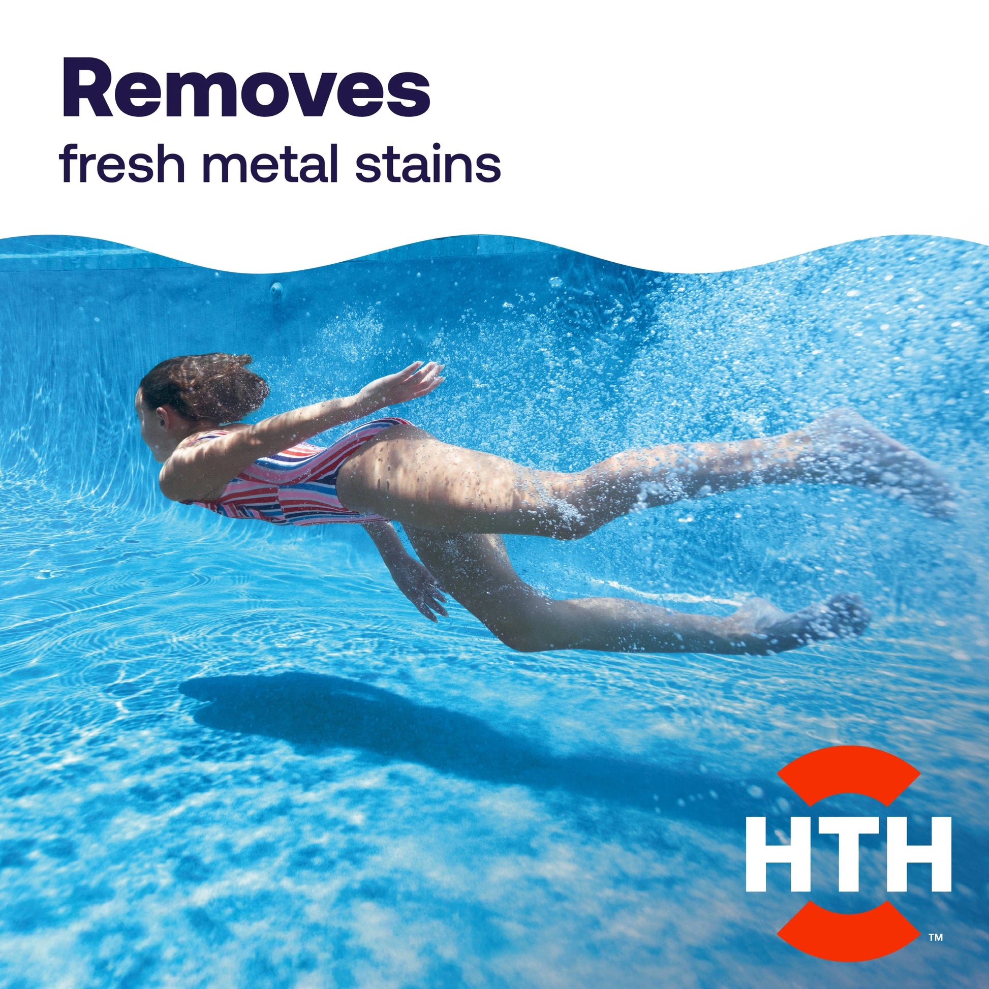 swimmer beside fresh metal stain removal message