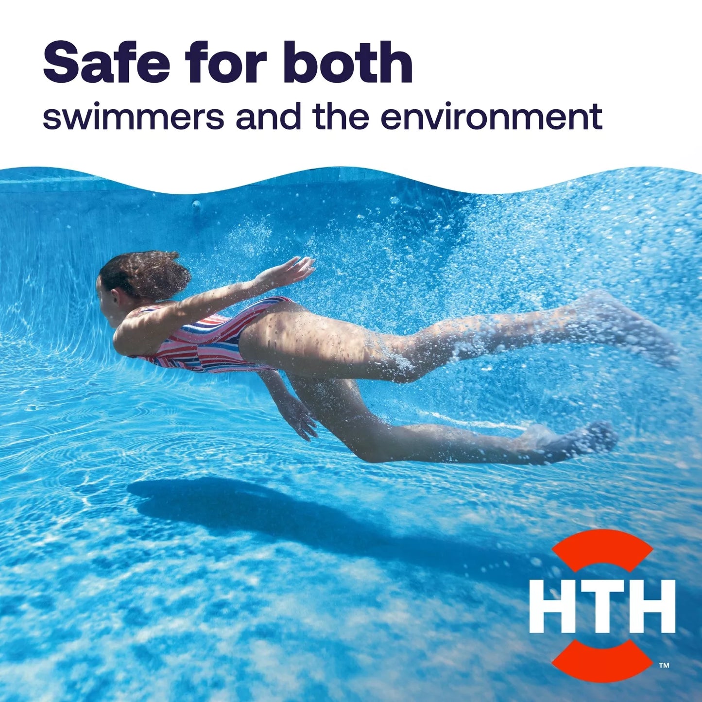 swimmer beside environmentally safe liquid solar cover message