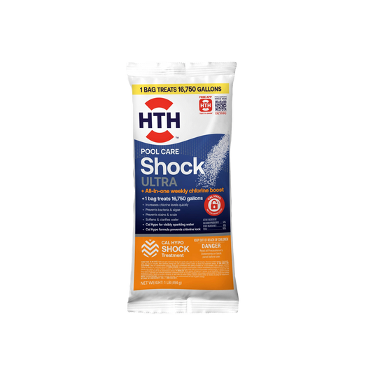 front of hth ultra cal hypo pool shock packet 1lb