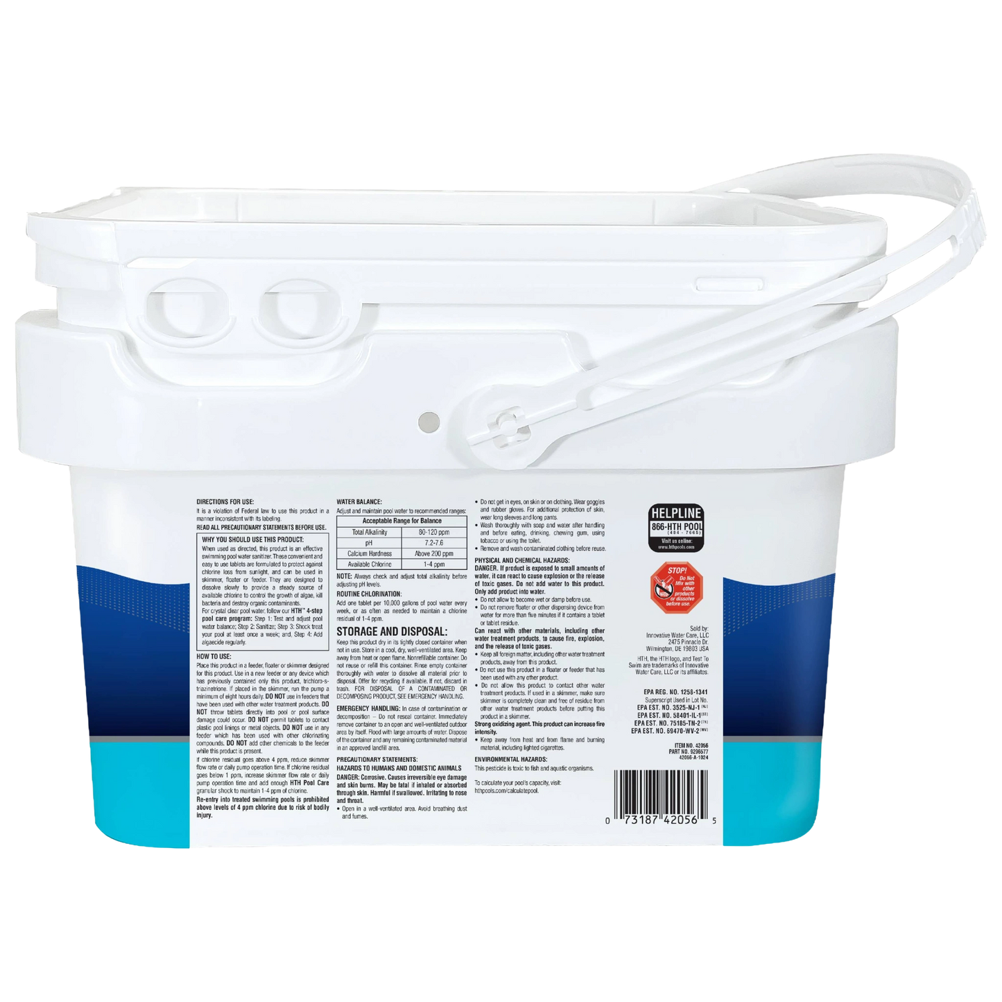 hth ultra 3 inch chlorine tabs 8 lb back