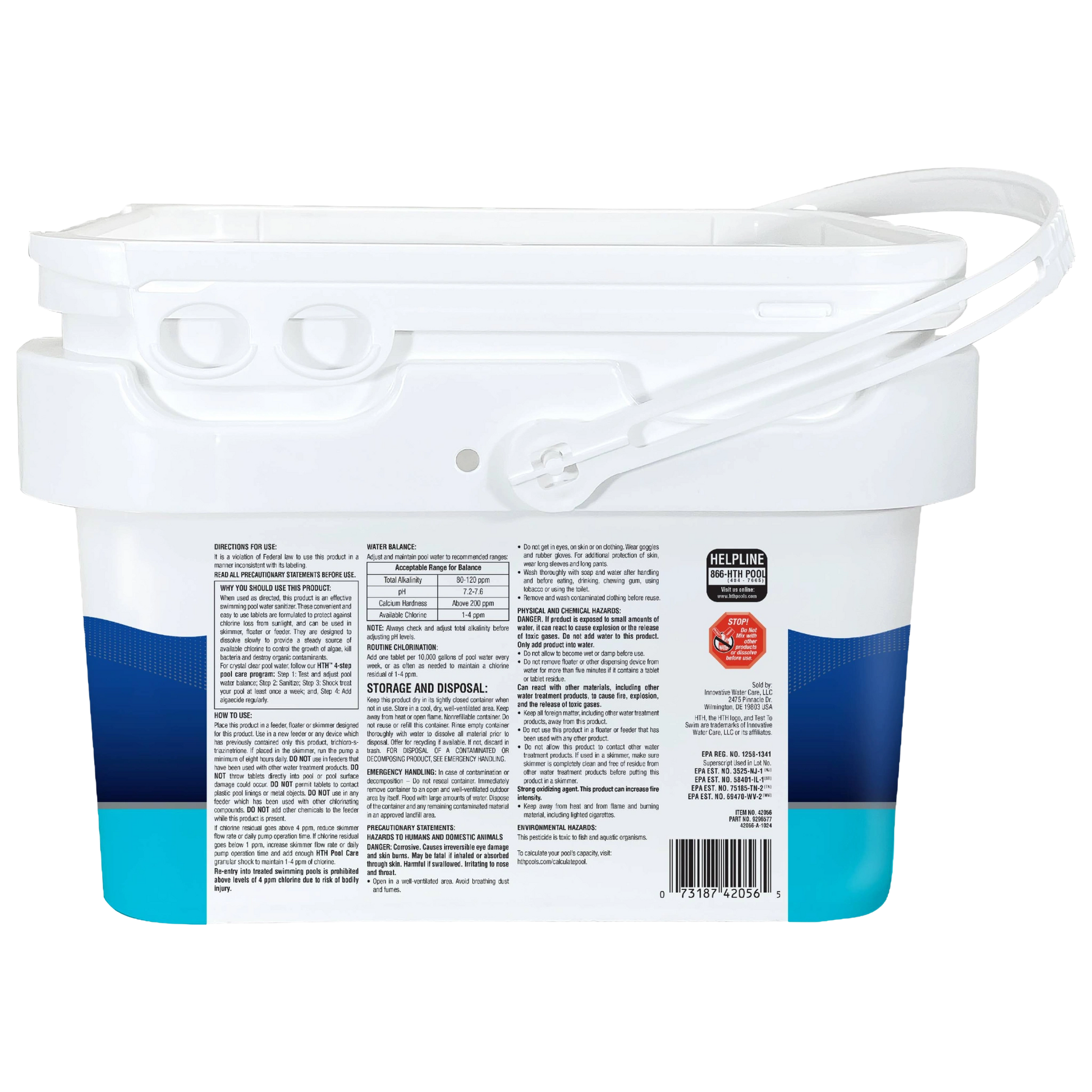 hth ultra 3 inch chlorine tabs 8 lb back