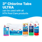 ultra chlorine tabs shown with compatible pool care products