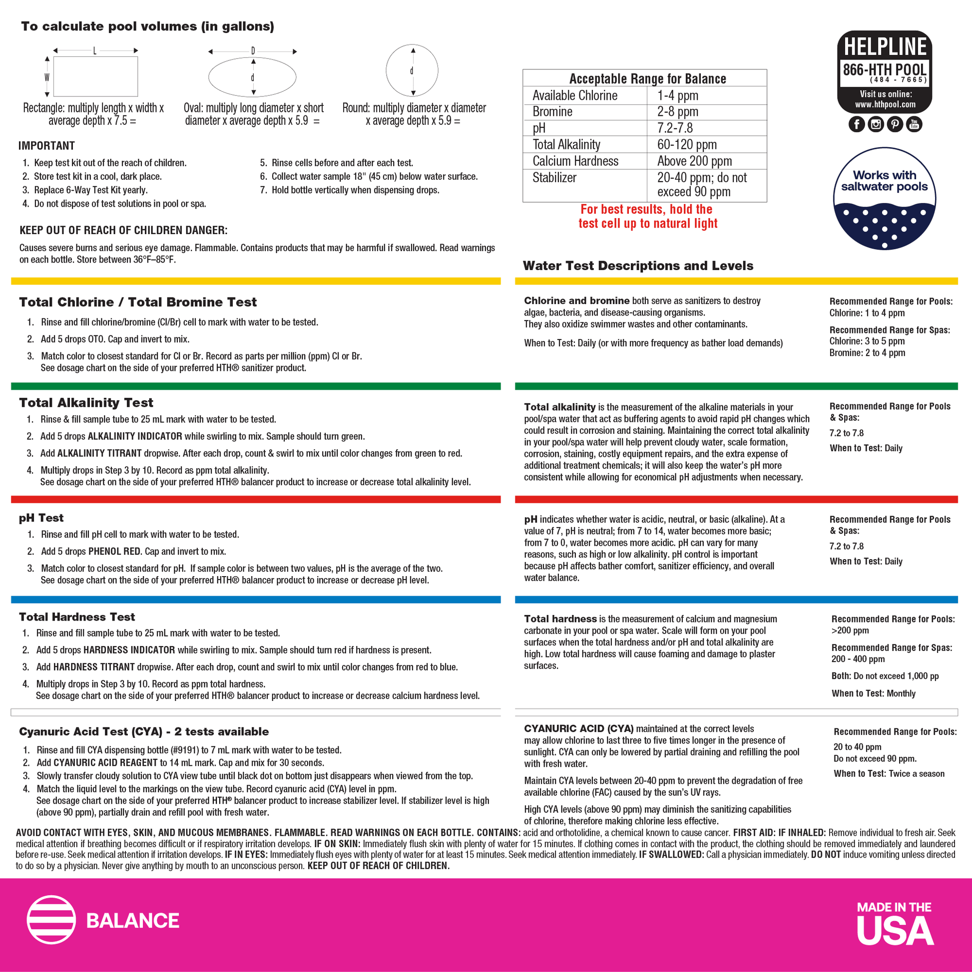 HTH™ Pool Care 6-Way Test Kit: Pool Chemical Test Kit | HTH Pools