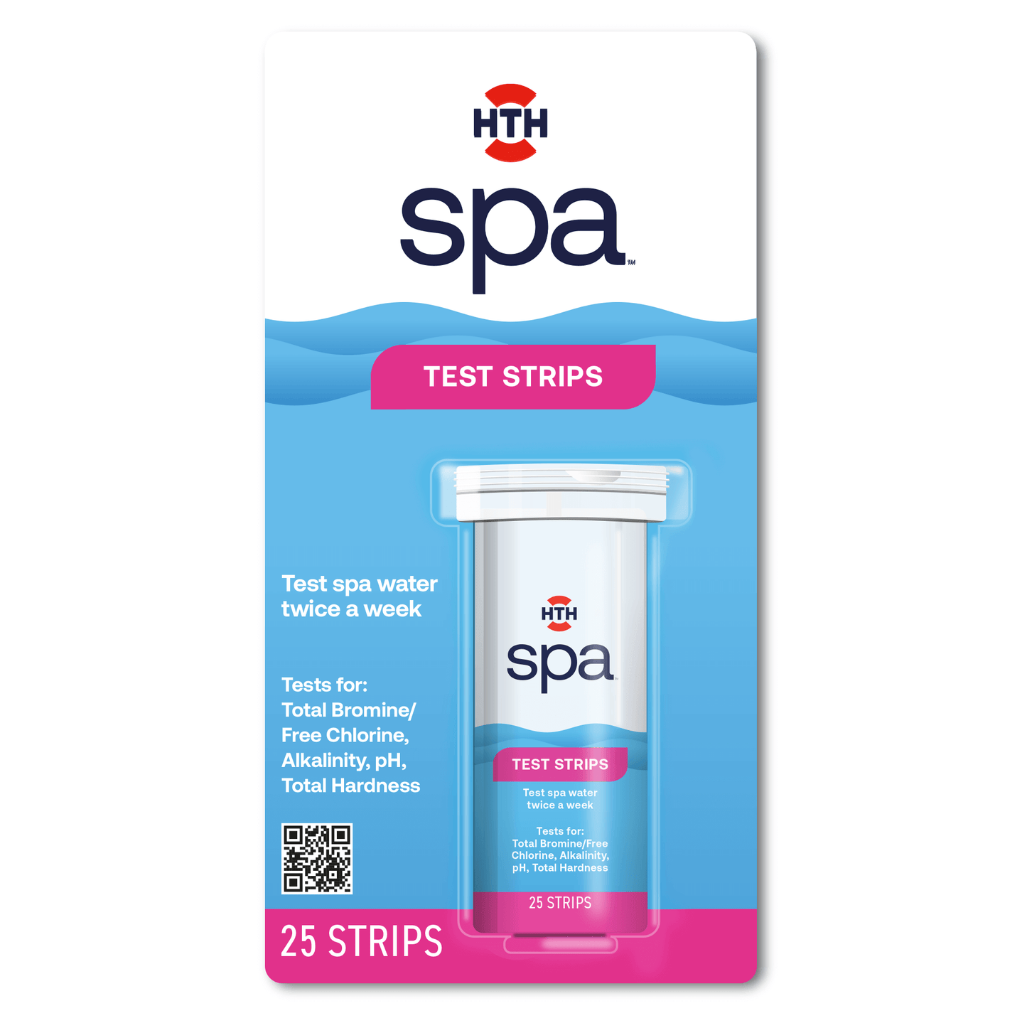 A pack of HTH Spa care test strips for spa water balancing