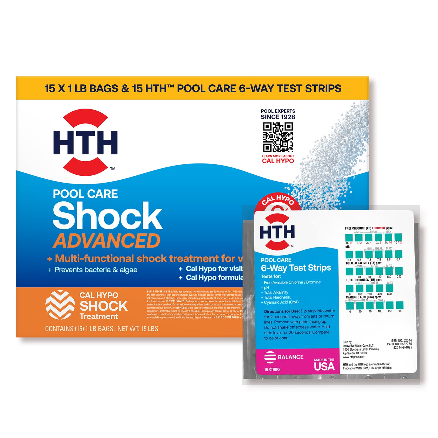 HTH® Pool Care Shock Advanced with 6-Way Test Strips